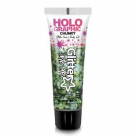 Holographic Chunky Glitter Face & Body Gel - Green Envy