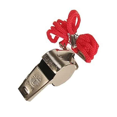 Scheidsrechtersfluitje met koord zilver