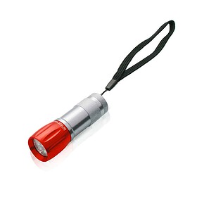 Zaklamp 9 LED aluminium rood/zilver