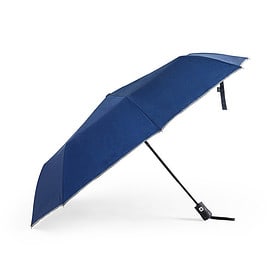 Duurzame RPET paraplu met reflecterende strip - 100 cm - donkerblauw