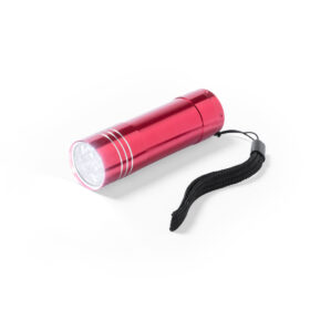Zaklamp 9 LED aluminium rood