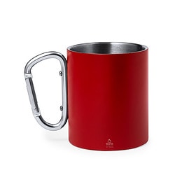 Mok met karabijnhaak 300 ml RVS rood