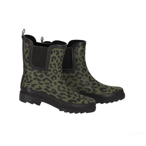 XQ Footwear regenlaarzen panterprint groen laag model