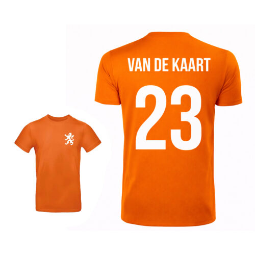 Unisex oranje T-shirt | Van de kaart