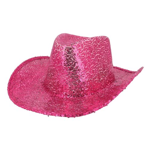 Cowboy hoed rodeo pailletten roze
