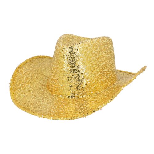 Cowboy hoed rodeo pailletten goud