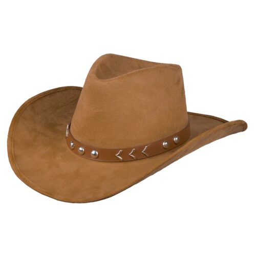 Cowboy hoed suède met riem bruin