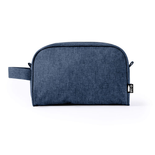 Toilettas met draaglus RPET polyester marineblauw