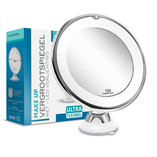 Duradis - Make-up spiegel 10x vergrotend met LED verlichting