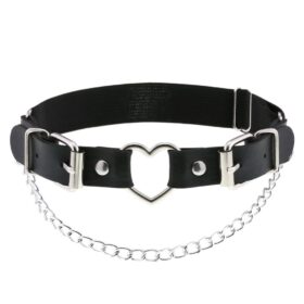 Beenband met gesp en hartvormige ring zwart