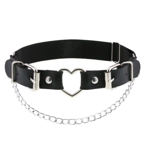 Beenband met gesp en hartvormige ring zwart