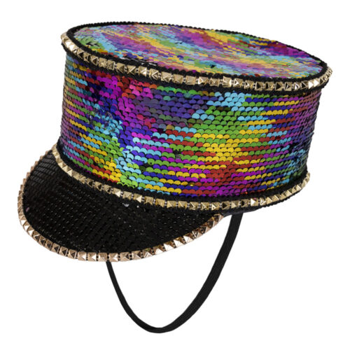 Fanfare hoed pailletten regenboog