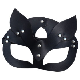 Kattenmasker met gesp kunstleer zwart