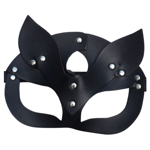 Kattenmasker met gesp kunstleer zwart