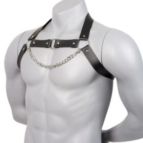 Bodyharness met zilveren ketting zwart