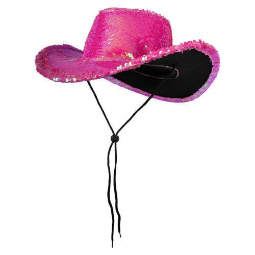 Cowboy hoed pailletten roze