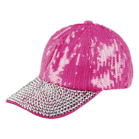 Pet pailletten en diamantjes roze/zilver