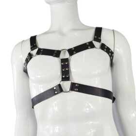Bodyharness dubbele band met gespen zwart