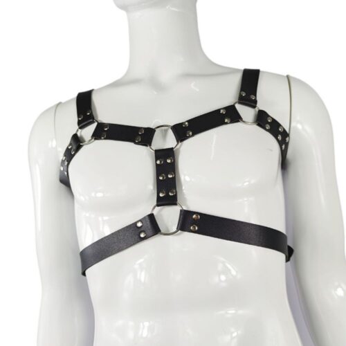 Bodyharness dubbele band met gespen zwart