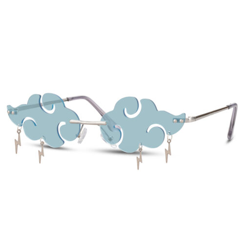 Zonnebril regenwolkje met bliksem blauw