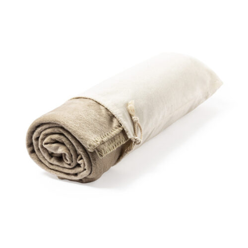 RPET fleece deken met opbergzakje 160 x 130 cm beige