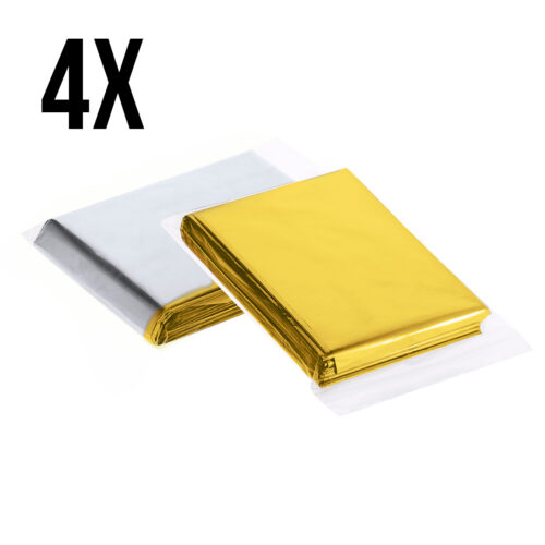 4 Stuks - Isolerende Nooddeken – Dubbelzijdig Zilver/Goud – Gealumineerd PET – Waterdicht & Compact