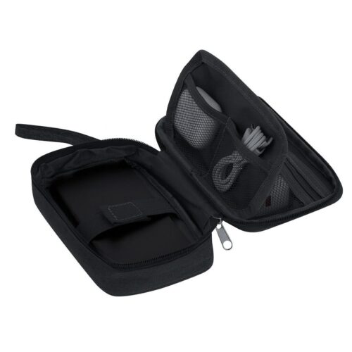 Kabel Organizer – RPET 600D Polyester – Meerdere Vakken & Draagriem – Duurzaam - Zwart