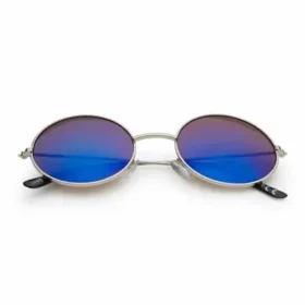 Hippie ronde partybril | blauwe spiegel lenzen