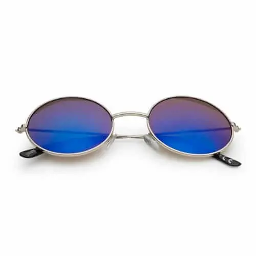Hippie ronde partybril | blauwe spiegel lenzen