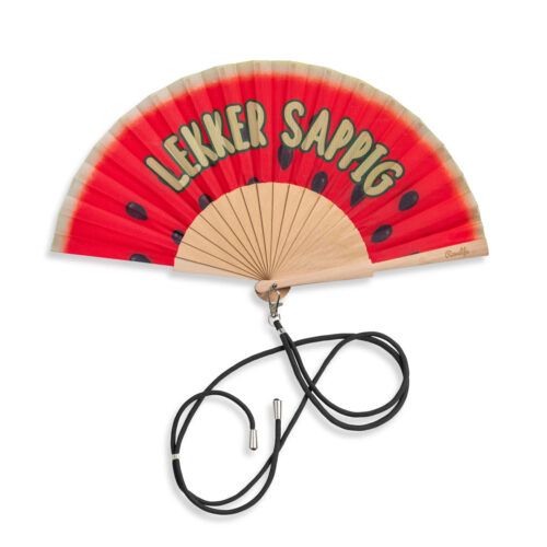 Ravelife - Festival Neckfan - Handwaaier met koord - Hout - Meloen - Lekker Sappig