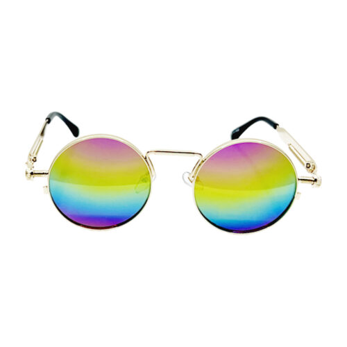 Ronde partybril hippie met regenboog spiegelglazen