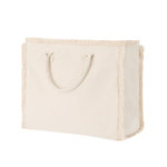 Beige Strandtas met Franjes – Stevig Katoen 360 g/m² – Met Ritssluiting & Binnenvak