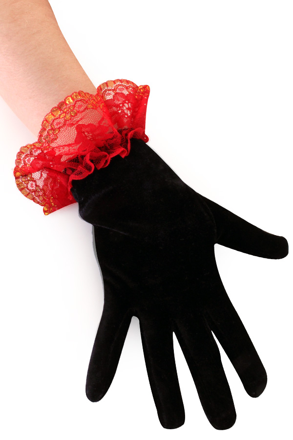 Handschoen Day of the Dead met rood kant