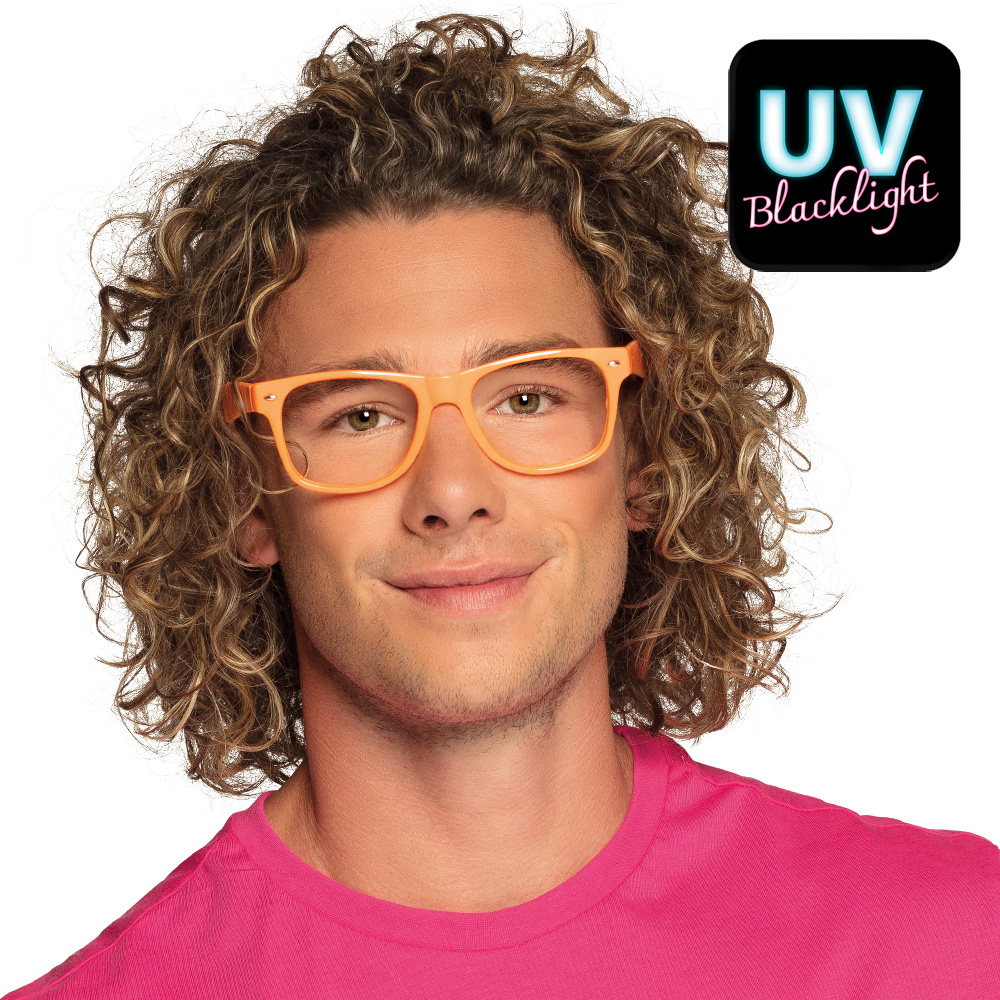 Partybril - UV Blacklight feestbril - Neon oranje - Afbeelding 3
