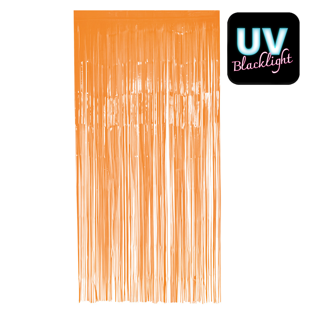 Foliegordijn UV Blacklight – Deurgordijn 200 x 100 cm met plakstrip - Neon Oranje - Afbeelding 2