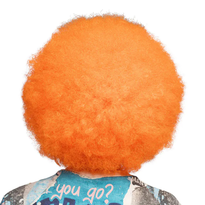 Afro pruik - UV Blacklight krullenpruik - Neon oranje - Afbeelding 4