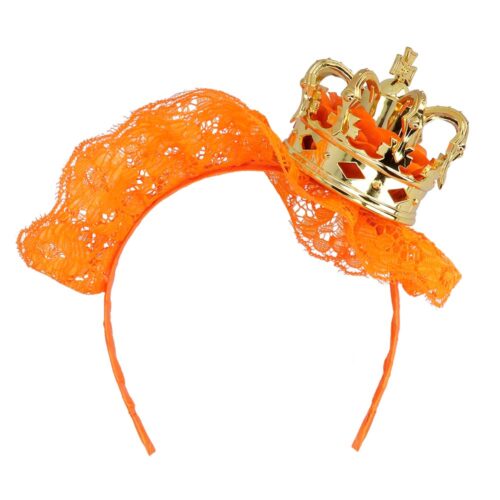 Diadeem Koningin - Oranje haarband met kroontje