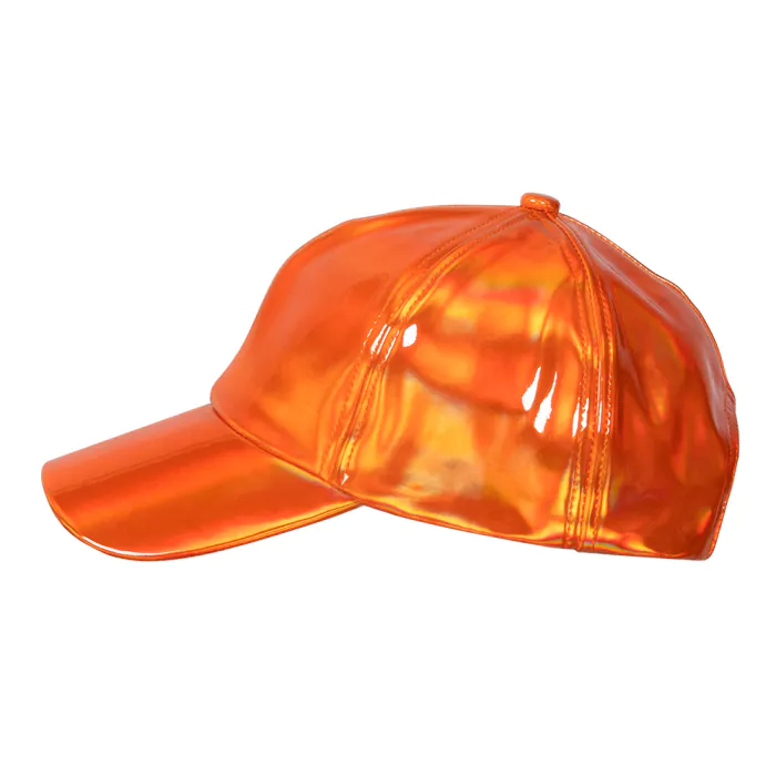Holografische pet - Verstelbare glanzende baseball cap met kunststof sluiting - Oranje - Afbeelding 2