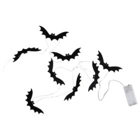 Halloween vleermuizen slinger met LED verlichting - 2 meter - Zwart
