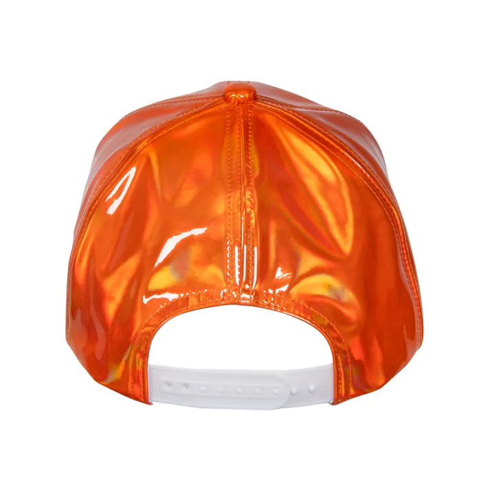 Holografische pet - Verstelbare glanzende baseball cap met kunststof sluiting - Oranje - Afbeelding 3