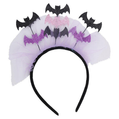 Halloween vleermuis haarband glitter paars/zwart