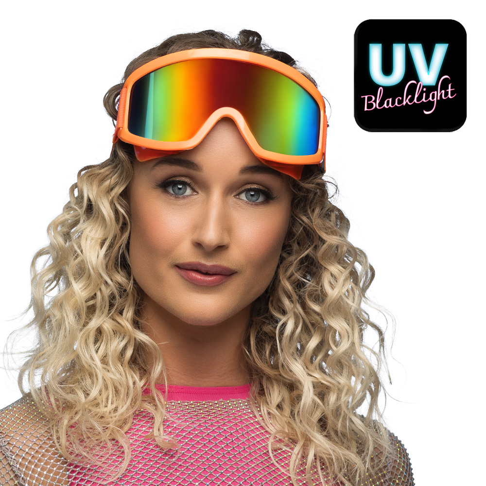 Party skibril UV Blacklight - Verstelbare feestbril - Neon Oranje - Afbeelding 2