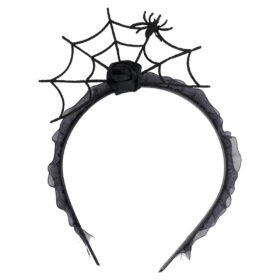 Halloween haarband spinnenweb met spin zwart