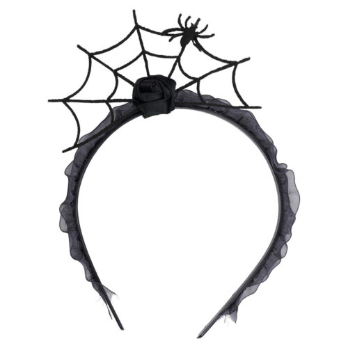 Halloween haarband spinnenweb met spin zwart