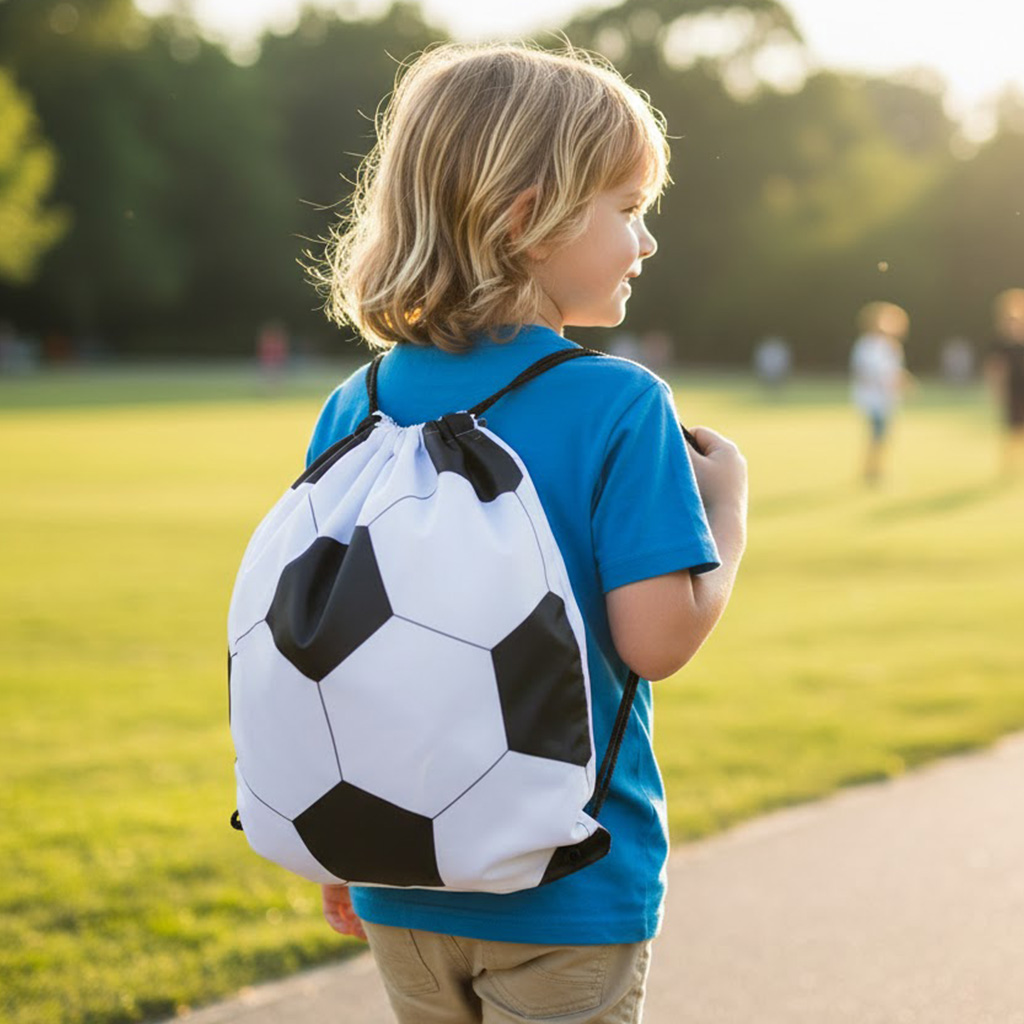 Rugzak gymtas van polyester met trekkoord - Voetbal - Afbeelding 3