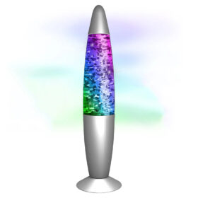 Zilveren glitter lavalamp - 34 cm - Met kleurveranderende LED verlichting - 9 LED