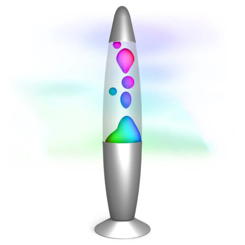 Zilveren lavalamp - 34 cm - Met kleurveranderende multicolor LED verlichting - 9 LED