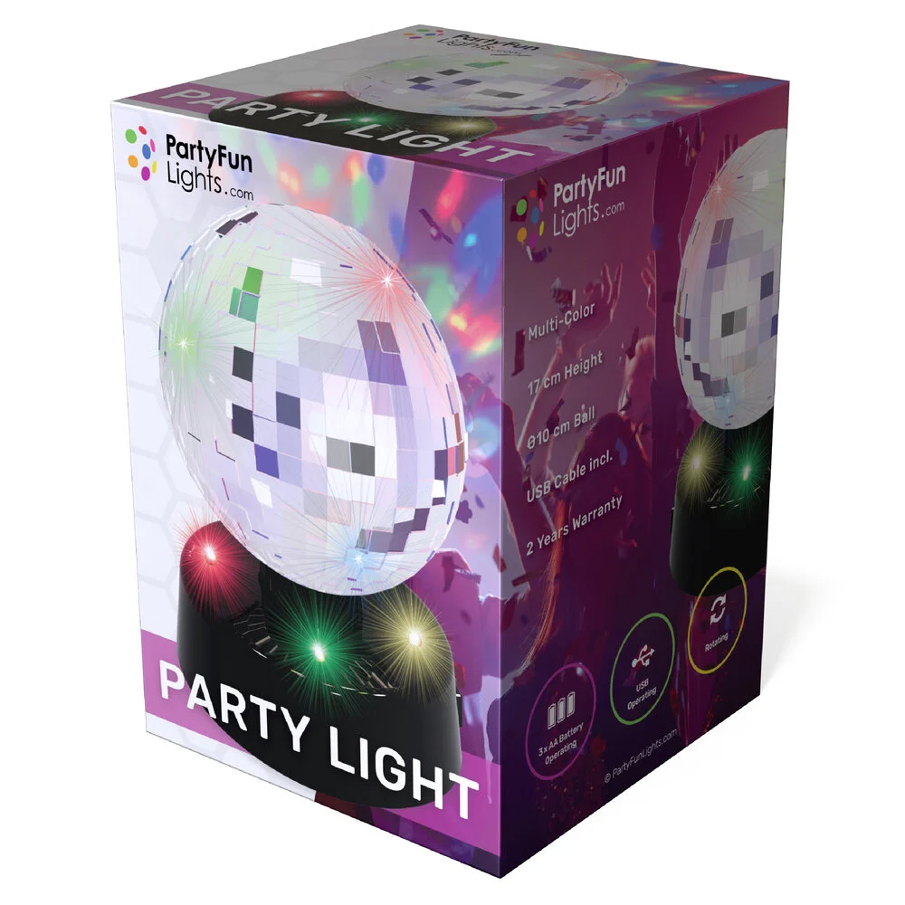 Roterende discolamp met spiegelbol - Met multicolor LED - Afbeelding 3