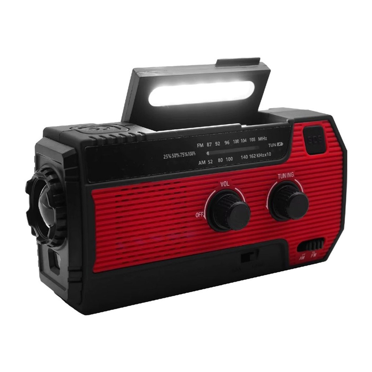 Solar Noodradio met Powerbank 4000mAh – Handslinger, Zonnepaneel, AM/FM Radio, Zaklamp, SOS Alarm en USB-C - Afbeelding 3