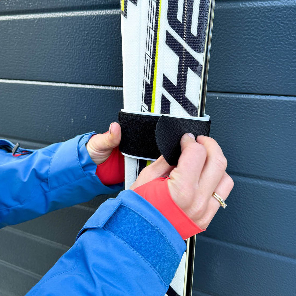 Universele skidrager - Skiband met klittenband - Verstelbaar - Zwart - Afbeelding 7